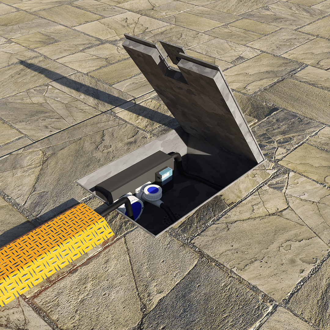 IN GROUND UNIT OPEN WITH FLAG STONE INLAY